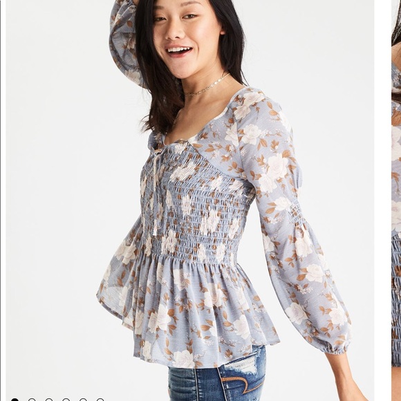 New American Eagle Women’s Smocked Flowy Top - XXLarge - Floral - Picture 2 of 6